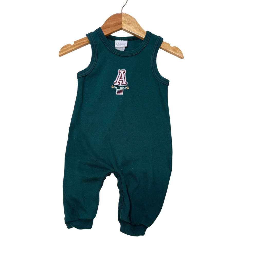Vintage 90s Carter's Baby Romper One-Piece with Varsity "A" Patch Size 12 M